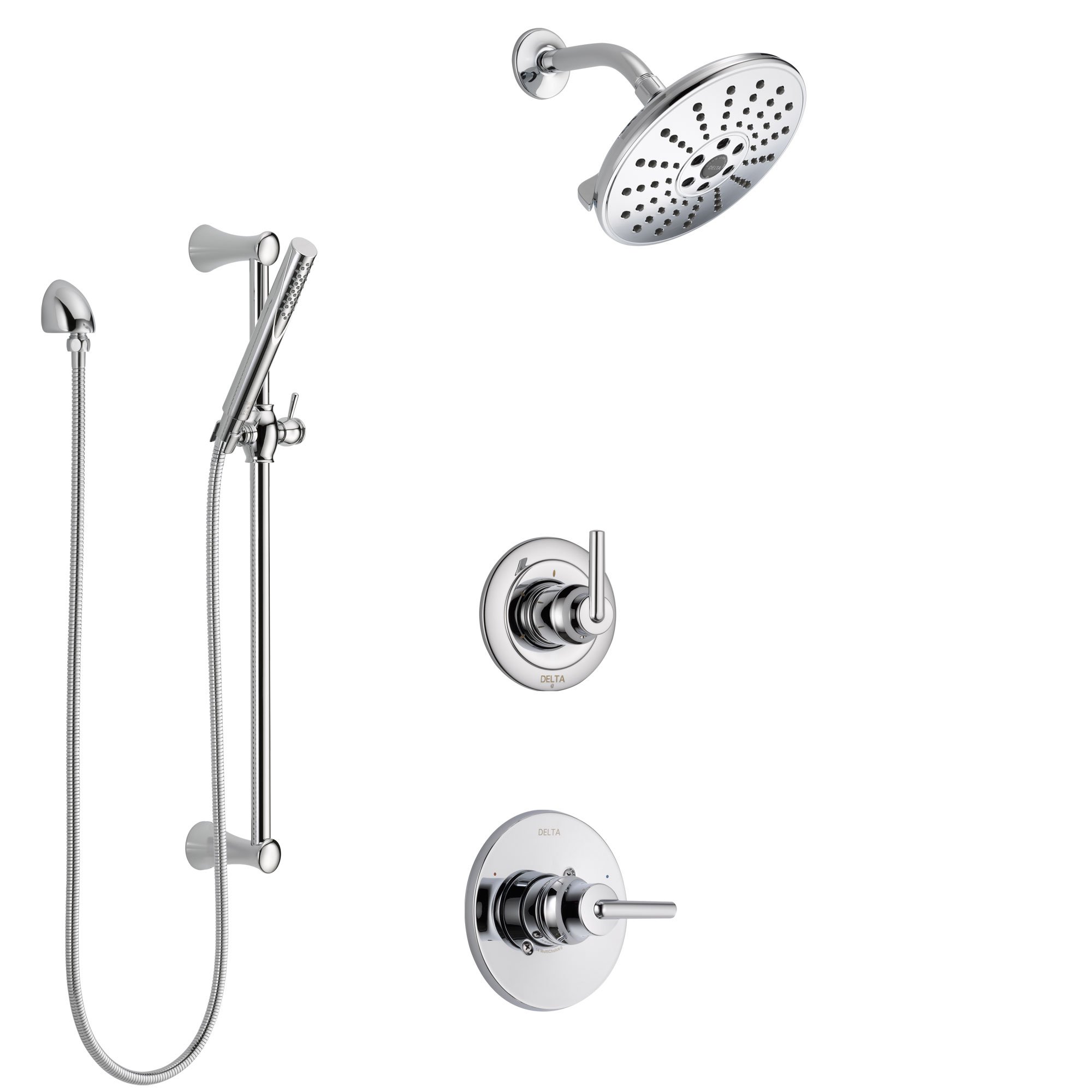 Delta Trinsic Collection Faucets And Fixtures Complete Guide   Delta Trinsic Chrome Shower System With Hand Shower And Controls 